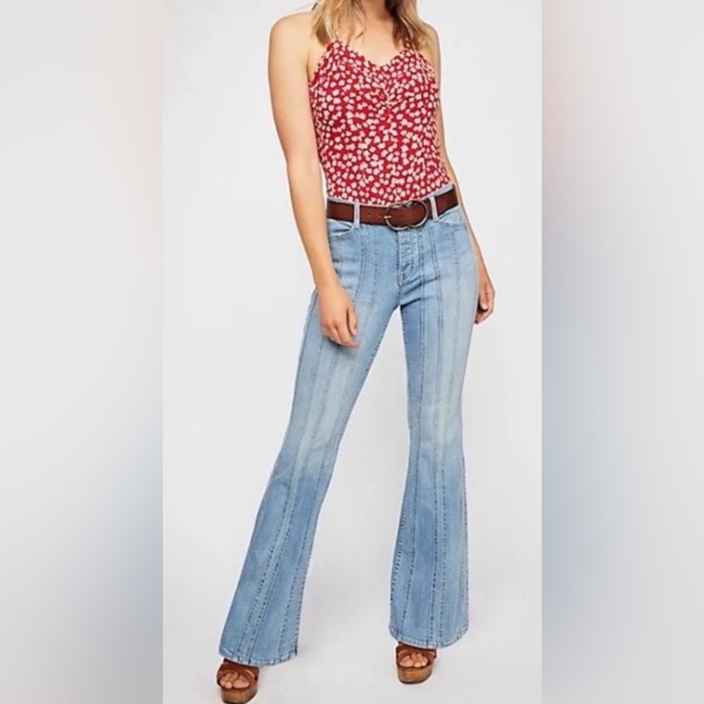 Free People Sky Blue Wide Leg Jeans